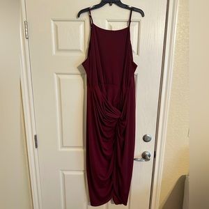 City Chic Burgundy Dress with adjustable straps and ruching